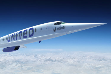 An artist’s rendition of the planned United Airlines Boom Supersonic Overture jet. 