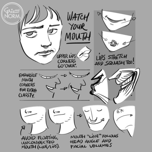 grizandnorm:
“Tuesday Tips - Watch Your Mouth (new tip, which will be included in 100 Tuesday Tips Volume 2, available next year. The first volume is finally back in stock in our Etsy shop.)
Even without language, we communicate a lot with the shape...