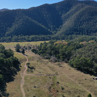 An aerial view of the Wonnangatta Valley.