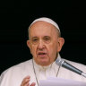 Pope Francis speaks from the window of his studio overlooking St Peter’s Square at The Vatican.