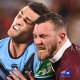 Kurt Capewell irons out Penrith teammate Nathan Cleary during last year’s Origin series.