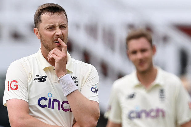 Ollie Robinson on the field at Lord’s.