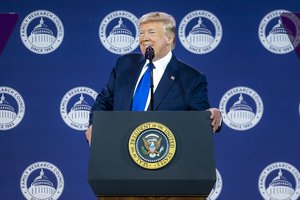 President Donald J. Trump delivers remarks during the 2019 Values Voter Summit, Saturday, Oct. 12, 2019, at the Omni Shoreham Hotel in Washington, D.C.