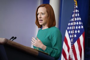 White House press secretary Jen Psaki speaks during a press briefing at the White House, Tuesday, April 6, 2021, in Washington.