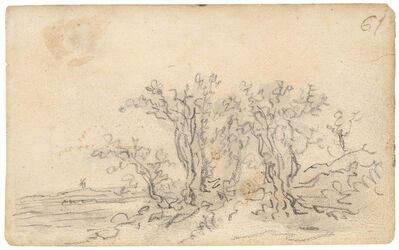 Jan van Goyen, ‘Trees with a windmill in the distance’, 1650