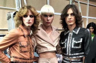 Charlie’s Angels: Non binary models Blake Sutherland, Harry Barclay and Lochie Colin.