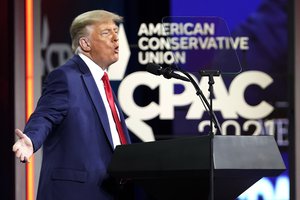 Donald Trump speaks at the Conservative Political Action Conference (CPAC), Sunday, Feb. 28, 2021, in Orlando, Fla.