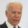 US President Joe Biden during a news conference at the G7 summit on Sunday.