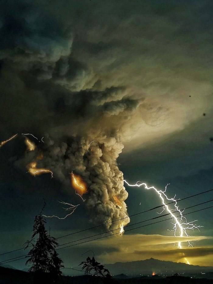 “Lightning strike during the Taal Volcano eruption in the Philippines.”