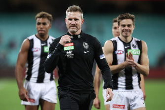 End of a chapter: Nathan Buckley at his last game as Collingwood coach. 