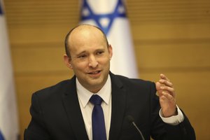 Israel's new prime minister Naftali Bennett holds a first cabinet meeting in Jerusalem Sunday, June 13, 2021.