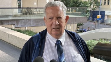 Hunter Nicol, a retired Queensland police officer, outside Brisbane Magistrates Court after testifying at the Whiskey Au Go Go coronial inquest.