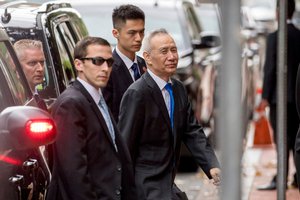 Chinese Vice Premier Liu He arrives to meet  Steven Mnuchin at the Office of the United States Trade Representative in Washington