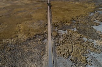 An aerial view of the southern Macquarie Marshes during the height of the recent drought. Image was taken in August 2019.