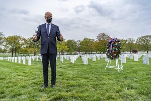 Joe Biden visits Section 60 at Arlington National Cemetery, Arlington, Virginia, April 14, 2021