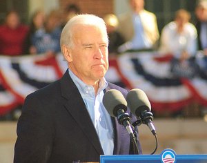 File - Joe Biden speaks to a crowd at Wake Forest University.