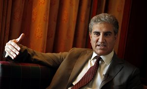 Pakistan Foreign Minister Shah Mahmood Qureshi responds to a question during an interview Saturday, July 12, 2008 in New York.