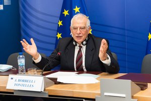 08 February 2021, Videoconference between Josep Borrell Fontelles, Vice-President of the European Commission, and Wang Yi, Chinese State Councilor and Minister for Foreign Affairs, Belgium, Brussels - EC/Berlaymont.