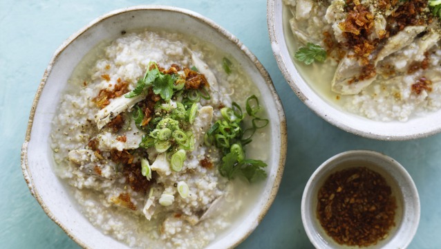 Pick up a supermarket roast chicken for this comforting congee.