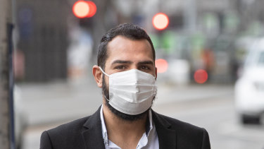 John Assaad, accused with his father Pierre Assaad of conspiracy to murder, arrives at the Melbourne Magistrates Court on Tuesday. 