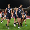 Carlton leave the field after losing to GWS.