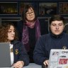 Rooty Hill High School Principal Chris Cawsey with year 10 students Owen Munday and Vanessa Stuparu. 