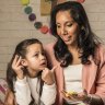 Andrea Christie-David and her six-year-old daughter Anneke Ferry. She is teaching her daughter times tables because she thinks it’s important to know them off by heart.
