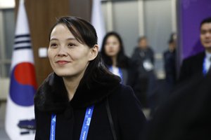 In this Feb. 9, 2018 file photo, Kim Yo Jong, sister of North Korean leader Kim Jong Un, arrives at the opening ceremony of the 2018 Winter Olympics in Pyeongchang, South Korea