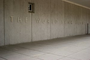 The World Bank Group Headquarters sign, Logo — Washington, D.C. - United States.