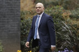 In this file photo dated Thursday, Feb. 13, 2020, British lawmaker Sajid Javid while he was Chancellor of the Exchequer