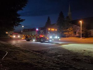 Image showing One of the Fort Saskatchewan Fire Department's engines during nighttime training, Canada, September 16, 2020.