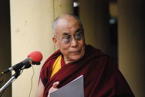 His Holiness the Dalai Lama addressing during the march 10th event at the main Tibetan temple in Dharamshala, India