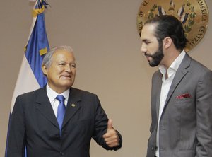 The president of the republic, Salvador Sanchez Ceren, and the mayor of San Salvador, Nayib Bukele