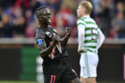 Australia’s Awer Mabil celebrates his 61st-minute goal for Midtjylland against Celtic.