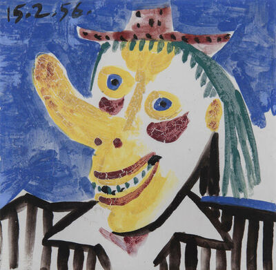 Pablo Picasso, ‘Tête de clown, fond bleu’, 1956