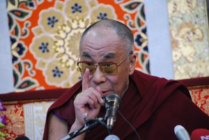 Tibetan spiritual leader, the 14th Dalai Lama of Tibet speaks about responsibility of journalists, Dharamshala, India.