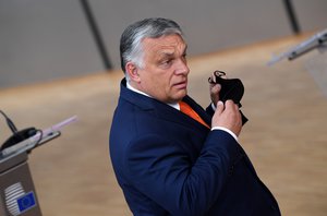 Hungary's Prime Minister Viktor Orban arrives for an EU summit at the European Council building in Brussels, Thursday, June 24, 2021