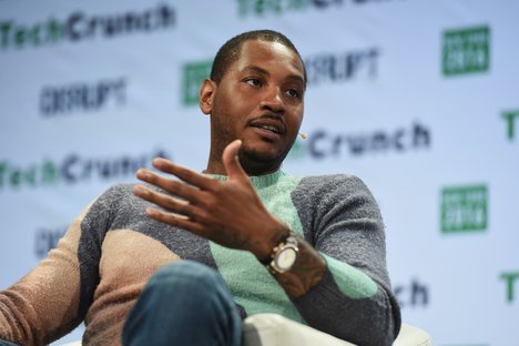 Carmelo Anthony speaks onstage during TechCrunch Disrupt NY