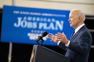 President Joe Biden delivers remarks on his economic vision Wednesday, March 31, 2021, at the Carpenters Pittsburg Training Center in Pittsburgh.