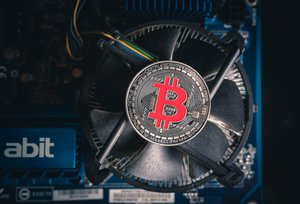 Bitcoin on a cooling computer fan