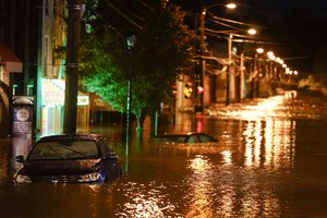 The Manayunk neighborhood in Philadelphia is flooded Thursday, Sept. 2, 2021, in the aftermath of downpours and high winds from the remnants of Hurricane Ida.