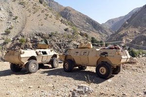 In this Aug. 25, 2021, file photo, armored vehicles are seen in Panjshir Valley, north of Kabul, Afghanistan. The Taliban said on Monday, Sept. 6, 2021, they have taken control of Panjshir province north of Kabul, the Afghan capital.