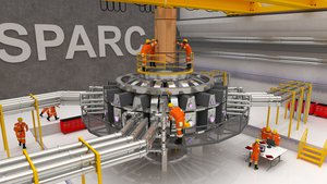 Visualization of the proposed SPARC tokamak experiment. Using high-field magnets built with newly available, high-temperature superconductor, this experiment would be the first controlled fusion plasma to produce net energy output