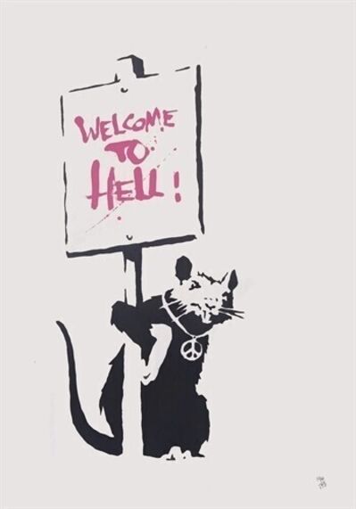 Banksy, ‘Rat Welcome to Hell Pink’, 2003
