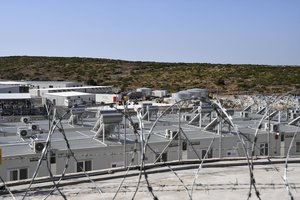 A view of the new multi-purpose reception and identification migrant centre which was constructed near Vathy town, on the eastern Aegean island of Samos, Greece, Saturday, Sept. 18, 2021.