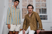 Former RM Williams creative director Jeremy Hershan, with model Cal Fernie, wearing his new collection for Haulier.