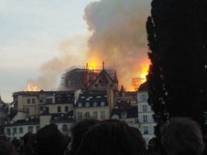 Smoke from the 2019 Notre-Dame de Paris fire, France