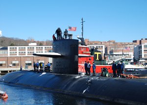 The Los Angeles-class attack submarine USS Memphis (SSN 691) Naval Submarine Base New London to begin her final deployment. Memphis will be decommissioned later this year.