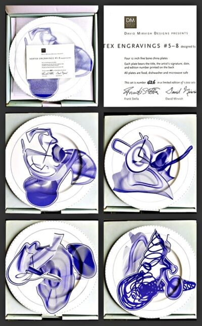 Frank Stella, ‘Vortex Engravings #5 - 8: Gift Box of Four Limited Edition Plates, Signed and Numbered with Certificate of Authenticity - hand signed by Frank Stella’, 2000