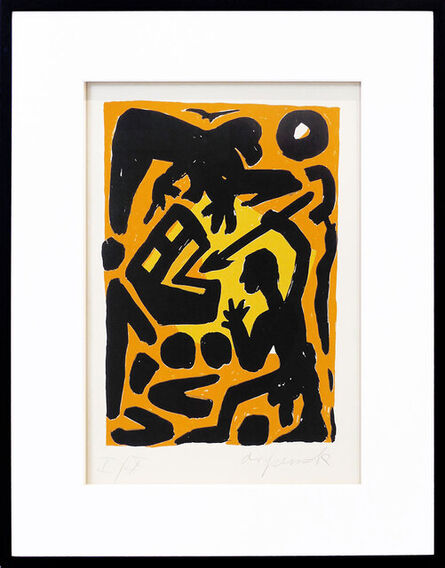 A.R. Penck, ‘"Kampf gegen das System" gelb-orange’, 1990